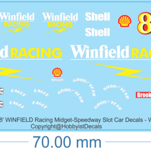 8' WINFIELD Racing Midget-Speedway Slot Car Decals - 1/18 1/24 1/32 1/64 - Water Decals - Waterslide, 1/64