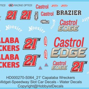 21' Capalaba Wreckers Midget-Speedway Slot Car Decals - 1/18 1/24 1/32 1/64 - Water Decals - Waterslide, 1/64