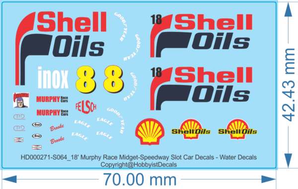 18' Murphy Race Midget-Speedway Slot Car Decals - 1/18 1/24 1/32 1/64 - Water Decals - Waterslide