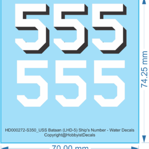 USS Bataan (LHD-5) Ship's Number - 1/350 - Water Decals - Waterslide, 1/350