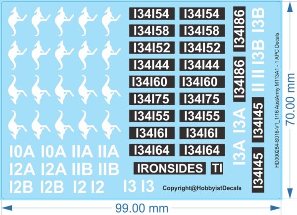 adf Aust Army M113A1 Decals