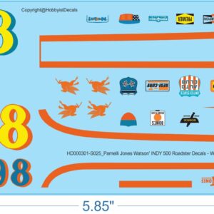 Parnelli Jones Watson' INDY 500 Roadster Decals - 1/25 - Water Decal - Waterslide, 1/25