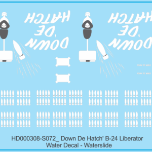 Down De Hatch' B-24 Liberator - 1/72 - Water Decal - Waterslide, 1/72