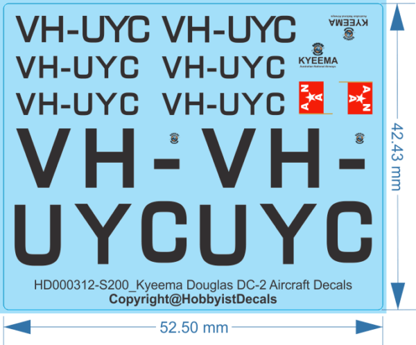 Kyeema' Douglas DC-2 Armor Decals - 1/200 - Water Decals - Waterslide, 1/200