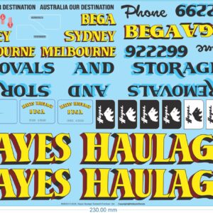 Hayes Haulage' Kenworth Furniture Van Sheet # 1 - 1/25 - Water Decals - Waterslide, 1/25