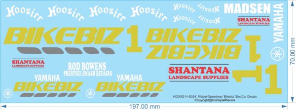 Bikebiz Midget-Speedway Slot Car Decals - 1/18 1/24 1/32 1/64 - Water Decals - Waterslide, 1/32