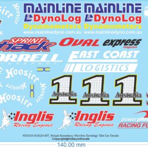 Mainline Dynology Midget-Speedway Slot Car Decal - 1/18 1/24 1/32 1/64 - Water Decals - Waterslide