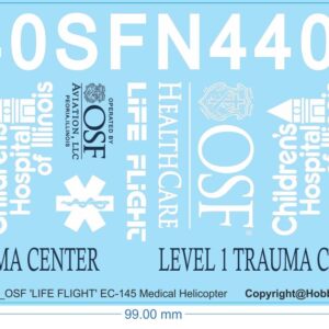 OSF Aviation LIFE FLIGHT EC-145 Medical Helicopter Decals - 1/32 - Water Decal - Waterslide, 1/32