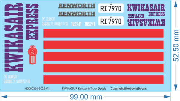 KWIKASAIR Truck & Trailer Decals - 1/25 1/50 - Water Decal