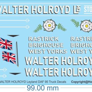 WALTER HOLROYD Leyland DAF 95 Truck Decals - 1/25 - Water Decals - Waterslide, 1/25