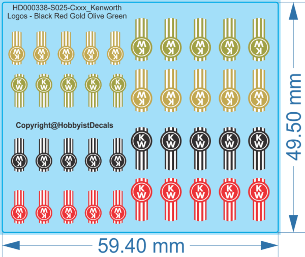 Kenworth Logos Decals - 1/14 1/16 1/25 1/50 - Water Decal & Clear Vinyl