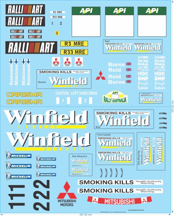 Evo 5 Winfield Sticker Sheet - 1/10 - Clear Vinyl - Clear Vinyl, 1/10