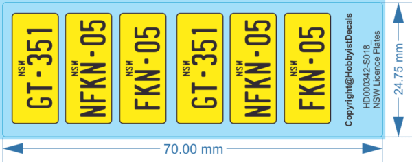 Licence Plates (AU) - Cars, Trucks - 1/18 - White Vinyl Decal - White Vinyl, 1/18