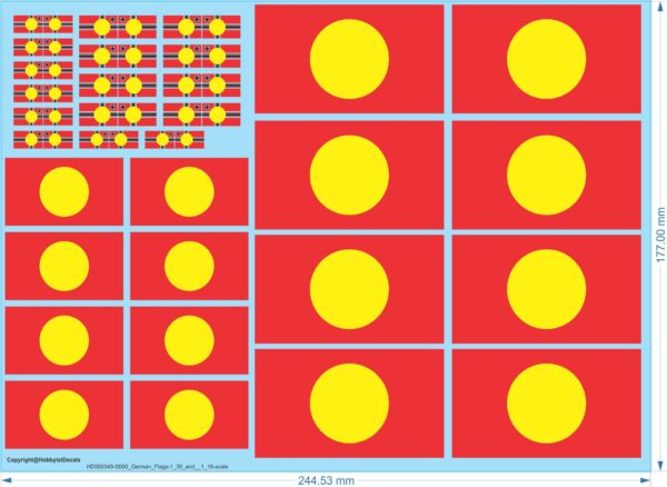 German Flags - 1:35 and 1:16-scales - Water Decals - Waterslide, Any Scale