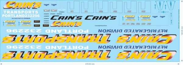 CAIN'S TRANSPORT - Model Truck Decals - 1/24 1/50 1/64 1/87 - Water Decal - Waterslide, 1/50