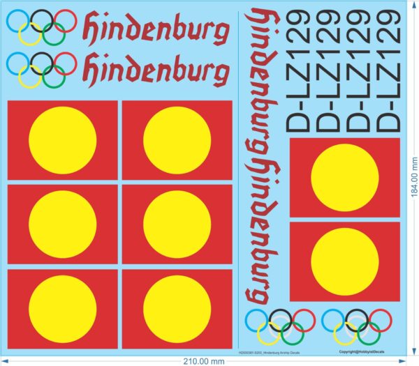 Hindenburg Airship Decals - 1/200 1/520 - Water Decal - Waterslide, 1/520