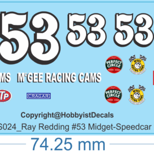 Ray Redding #53 Midget-Speedcar Decals - 1/24 1/32 - Water Decal - Waterslide, 1/32