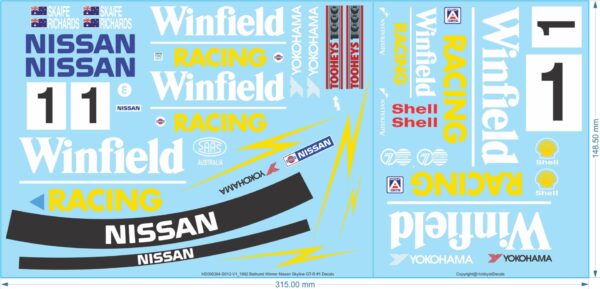 1992 Bathurst Winner Nissan GT-R #1 & #2 - 1/10 1/12 1/24 - Water & Vinyl Decals