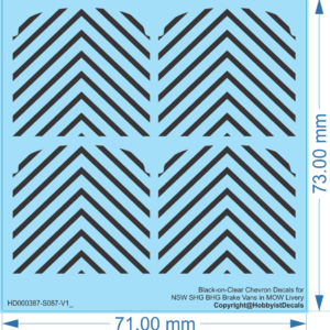 NSWR Chevron Decals - SHG BHG Brake Van - MOW Livery - Water Decals