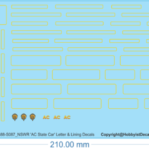 Authentic NSWR AC State Car Lettering & Lining Decals