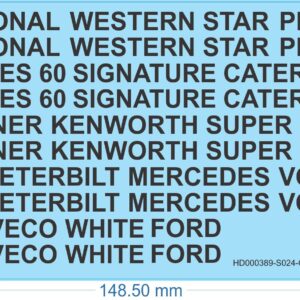 Truck Windscreen Name Banners - 1/24 - Standard & Reversed - Water Decal