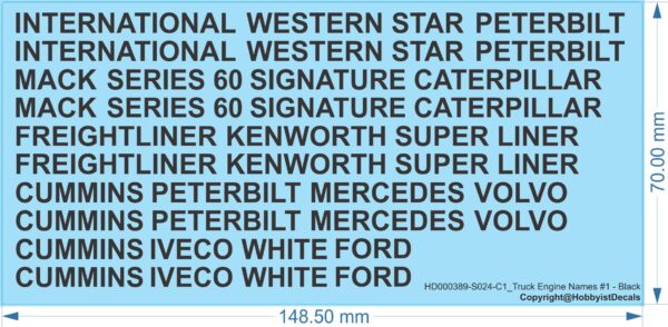 Truck Windscreen Name Banners - 1/24 - Standard & Reversed - Water Decal