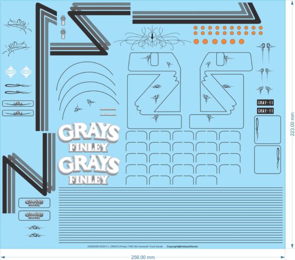 Kenworth T900 'GRAYS (Finley)' Decals (1/25 & 1/50)