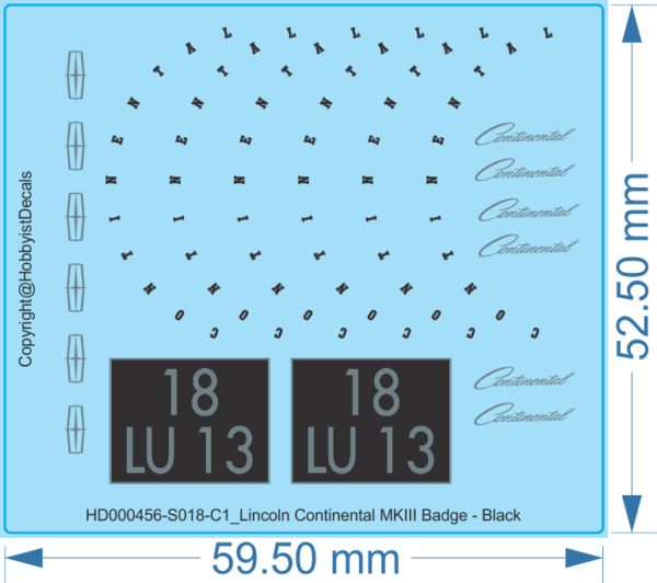 Lincoln Continental MKIII Badge Decals