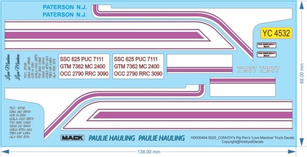 CONVOY's Pig Pen's "Love Machine" Decals (1/25 Scale)