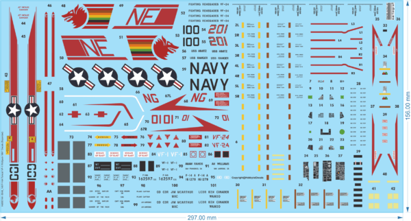 F-14A Tomcat 'VF-1 Wolfpack 1991' Decals (Expanded) - 1/48 - Water Decal