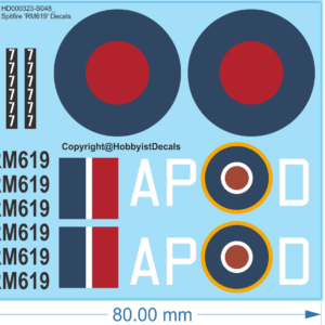 RAF Spitfire 'RM619' Aircraft Decals - 1/48 - Water Decal