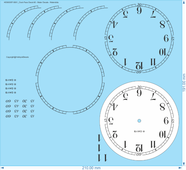 Clock Face Decal #3 - 1/1 - Water Decals