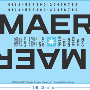 Maersk - 40' Shipping Container - 1/35 - Water Decal