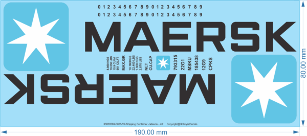 Maersk - 40' Shipping Container - 1/35 - Water Decal