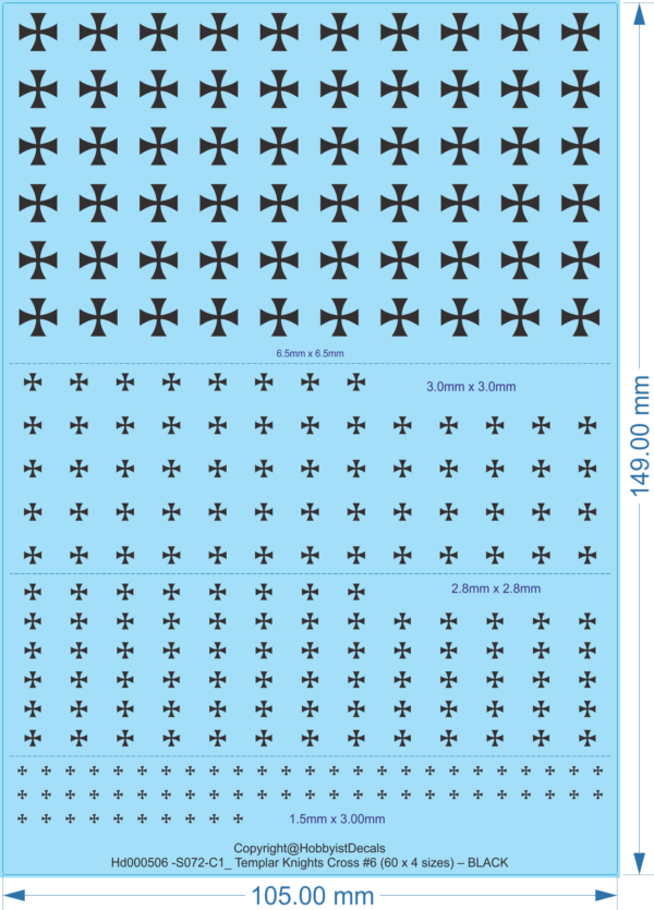 Templar Knights Cross #6 (60 x 4 sizes) – 1/72 - Water Decal