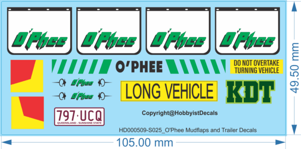 O'Phee Mudflaps and Trailer Decals - 1/25 - Water Decal