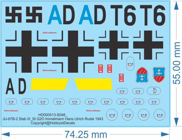 JU-87B-2 Stab III_St G2O Immelmann Hans Ulrich Rudel 1943 - 1/48 - WD