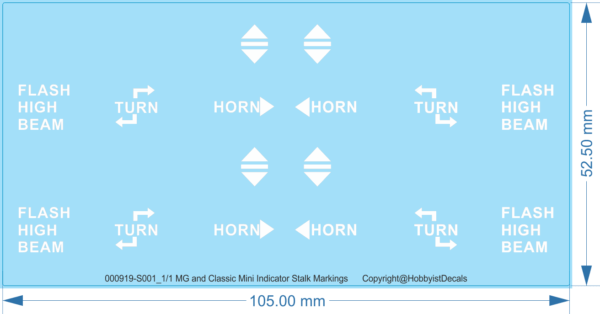 MG and Classic Mini Indicator Stalk Markings - 1/1 - Water Decal