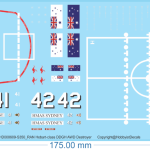 RAN Hobart-class ‘DDG’ AWD Destroyer Decals - 1/350 1/700 - Water Decal
