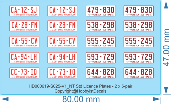 NT Std Licence Plates