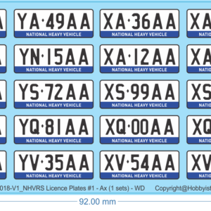 NHVRS Licence Plates - Multi Scale & Variation -Water & White Vinyl