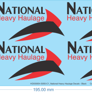 National Heavy Haulage Truck Logo Decals - Black - 1/50 - Water Decal