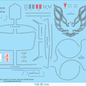 Bandit One Pontiac Trans-Am (SATB) Decals - 1/18 1/25 - Water Decal