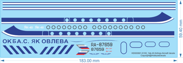 Yak-40 Airlines Aircraft decals - 1/100 - Water Decal