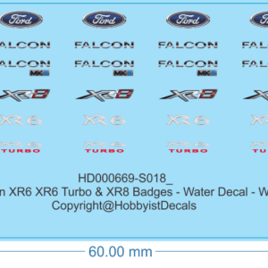 FORD Falcon XR6 Turbo & XR8 Badges - 1/18 - Water Decal