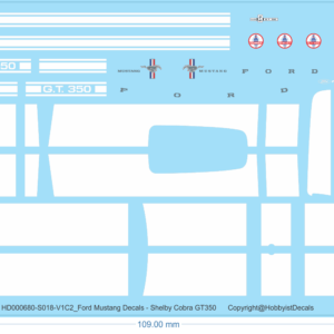 Ford Mustang Decals - Shelby Cobra GT350 & GT500 - 1/18 - Water Decal