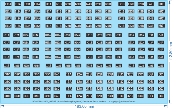 BATUS (British Training Regiment) Decals for 'Team Yankee' - 1/100 - Water Decal