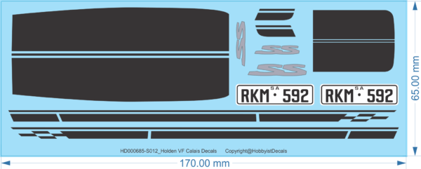 Holden VF Calais Decals - 1/12 - Water Decal