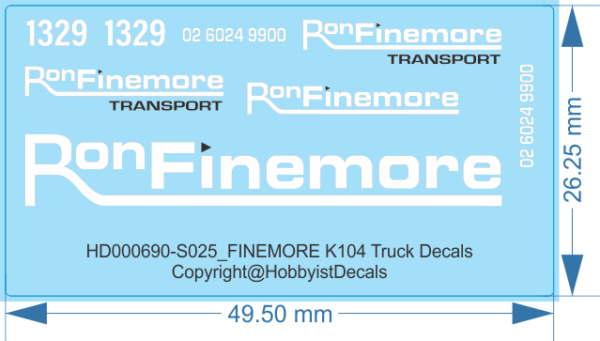 FINEMORE K104 Truck Decals - 1/25 - Water Decal