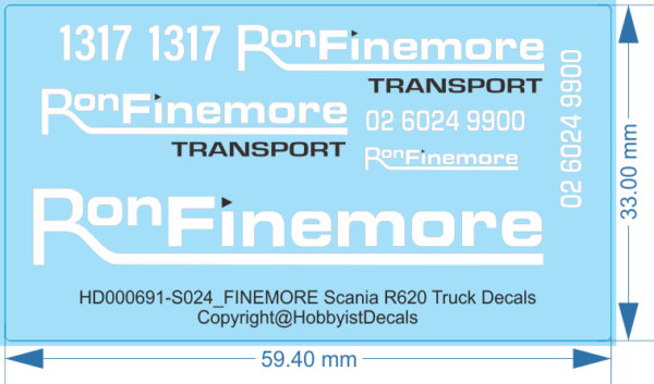 FINEMORE Scania R620 Truck Decals - 1/24 - Water Decal